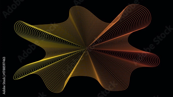 Obraz Neon Gradient Wave Line Abstract Shape, Futuristic Tech Flow Background