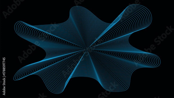 Obraz Neon Gradient Wave Line Abstract Shape, Futuristic Tech Flow Background