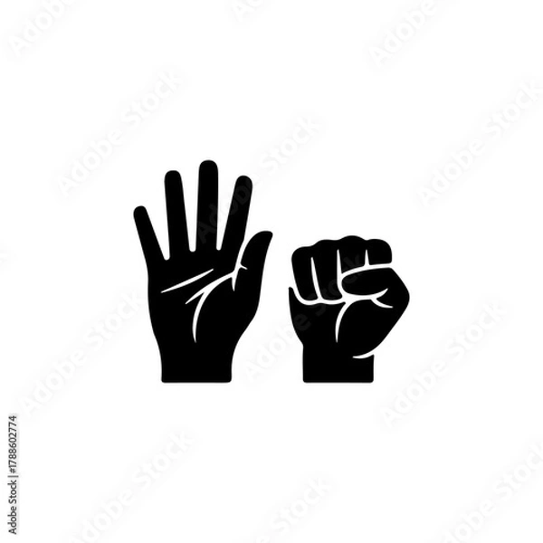 Fototapeta  hand gesture silhouettes, solid black fil