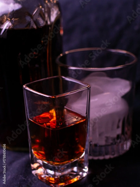 Fototapeta A setting of liquor drinking in the evening. 