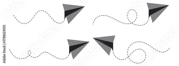 Fototapeta Hand drawn doodle paper plane collection. Vector set of flying origami airplane sketch icons. Latest telegram logo icon set. telegram icons collection. Social Media Network symbol. Paper Plane sign