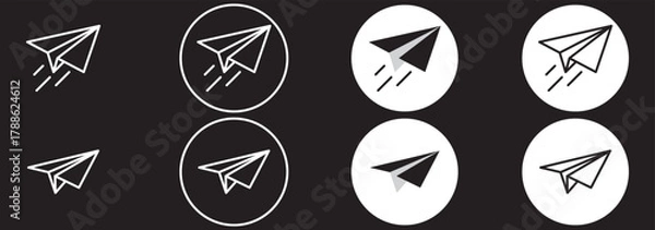 Obraz Paper plane vector icon set. Origami paper airplane illustration isolated outline on white background . send message symbol paper plane icon sign vector