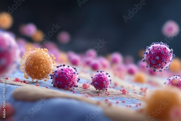 Fototapeta Diverse Skin Microbiome: Exploring Microbes and Their Impact on Dermatology and Health