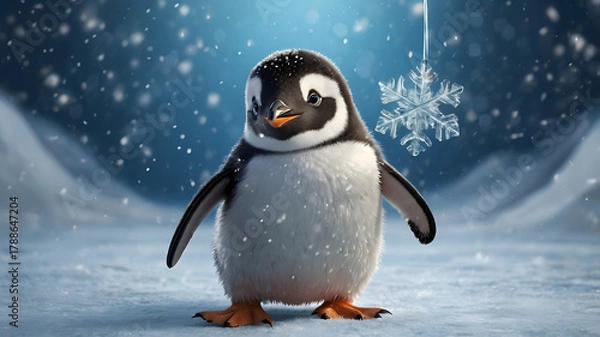 Fototapeta penguin on the snow