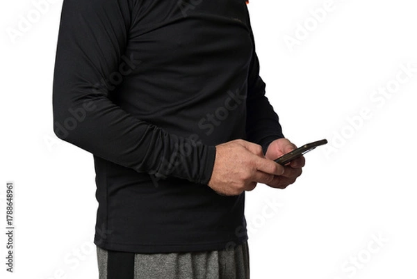 Fototapeta adult man using "SeniorLife" tablet notebook cell phone communication technology