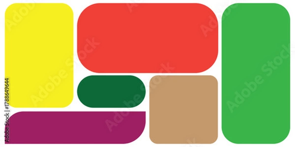 Fototapeta Abstract colorful rounded rectangular shapes background design isolated on white background