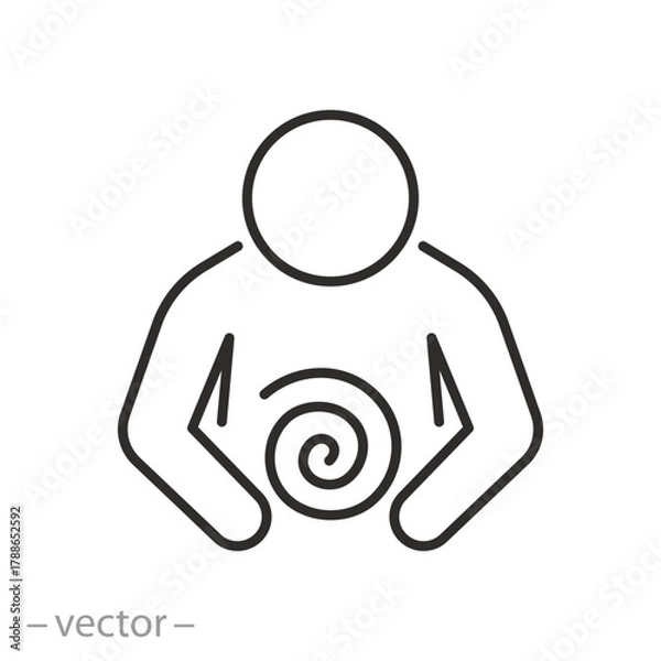 Fototapeta stomach cramps icon, intestinal inflammation, abdominal pain, thin line symbol on white background - editable stroke vector illustration eps10