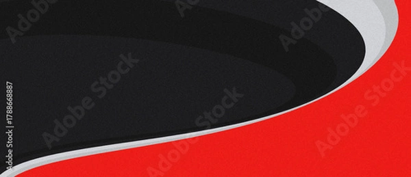Obraz Red Black Wave Layers – Abstract Curved Design with White and Gray Transitions on Minimal Background