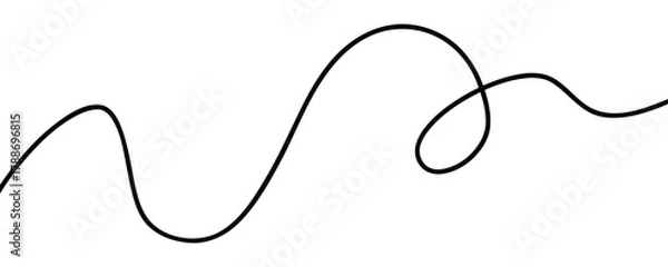 Fototapeta abstract, line, curve, wavy, flowing, organic, simple, minimalist, design element, graphic, art, shape, motion, fluid, black line, white background, isolated, artistic, smooth, continuous, swirl, dood