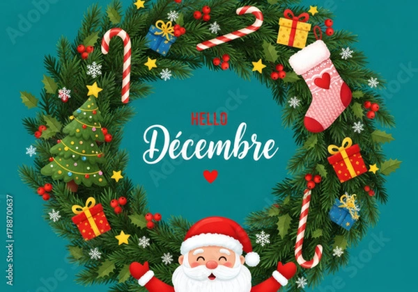 Obraz Couronne de noël hello décembre