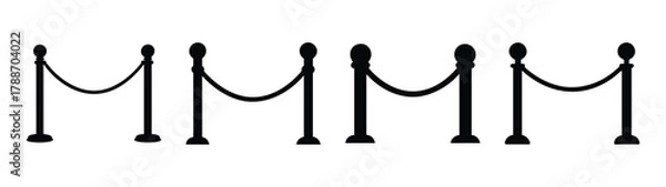 Fototapeta Download black and white rope barrier stanchions vector illustration for event entrance security access