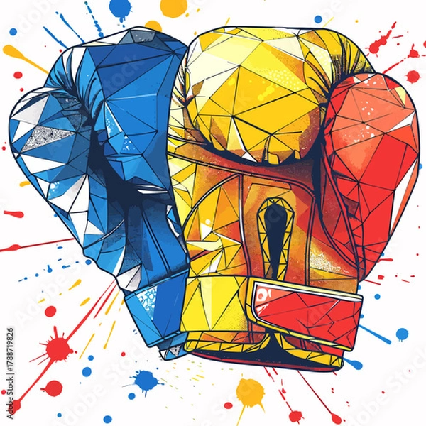 Obraz Abstract Origami Boxing Gloves Vector