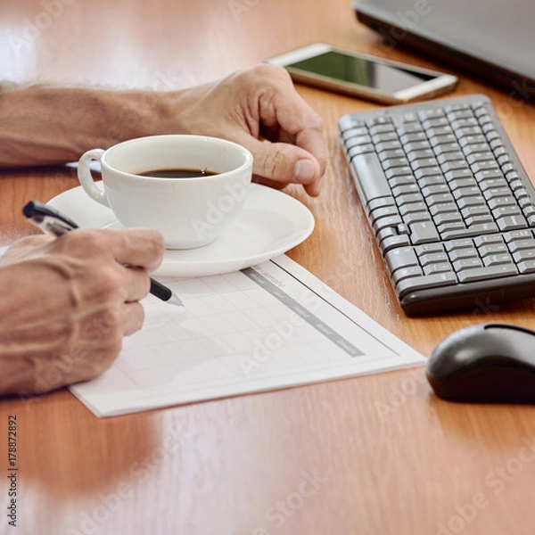 Obraz Closeup of businessman working