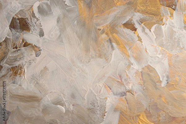 Obraz Art oil, acrylic smear blot canvas painting wall. Abstract texture gold, bronze, beige color stain brush stroke texture background.