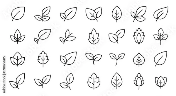 Obraz Minimalist Black and White Forest Animals and Nature Elements Set