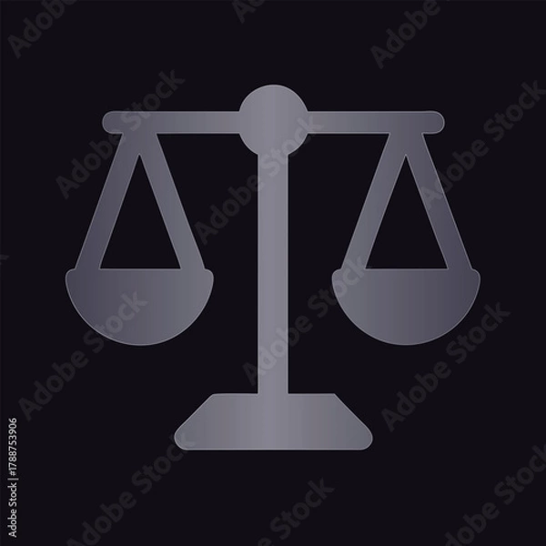 Obraz Silver Scales of Justice Icon on Dark Background Keywords: scales, justice, law, balance