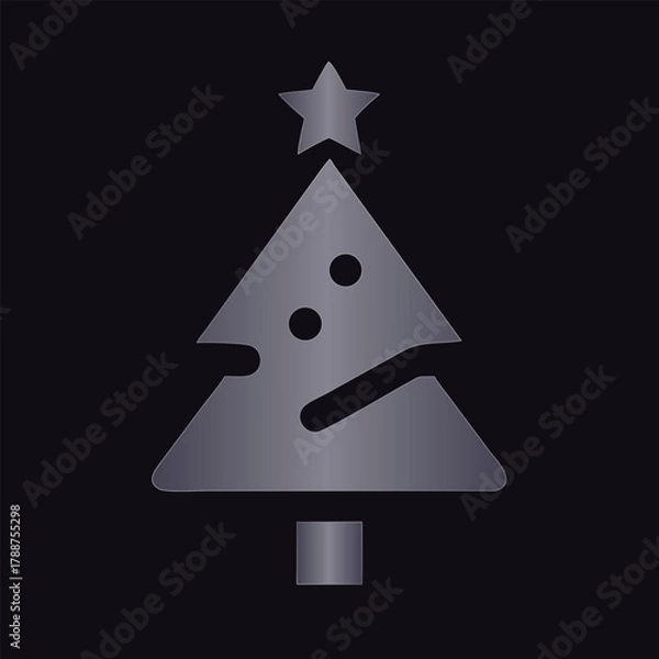Fototapeta Stylized Christmas tree icon with star and circles Keywords: Christmas tree, holiday, festive