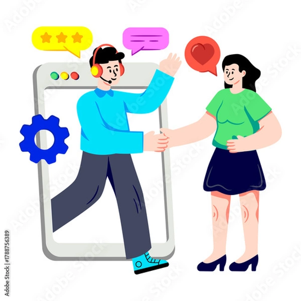 Obraz A colored design illustration of customer service representative