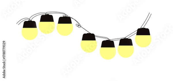 Fototapeta String light garland isolated on transparent background