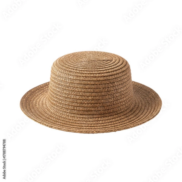 Fototapeta Classic straw hat isolated against a solid background studio shot
