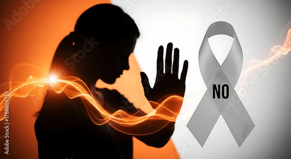 Obraz International day for the elimination of violence against women woman raising hand in protest against domestic violence