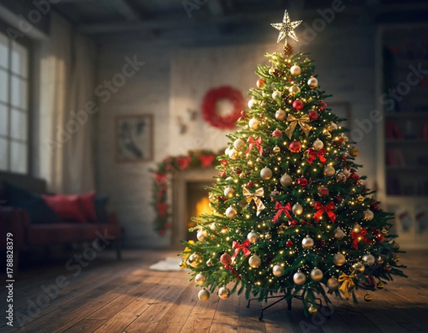 Obraz decorated christmas tree