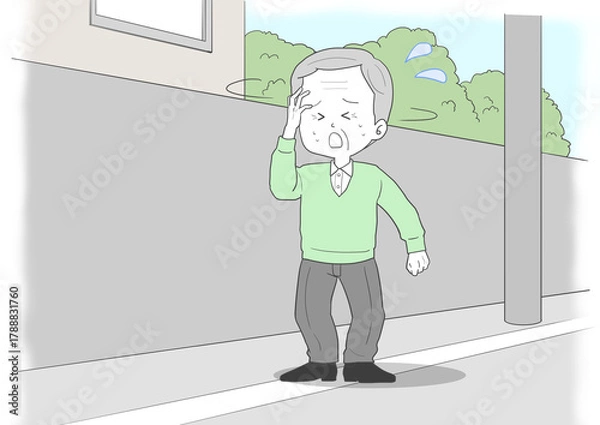 Fototapeta 道に迷ったシニア男性2　背景