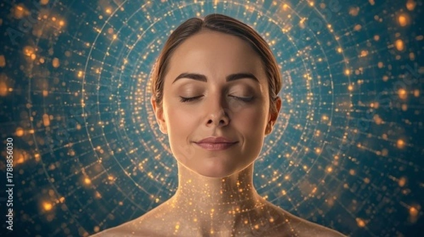 Fototapeta Ethereal Woman with Sparkling Light Effect