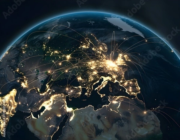 Fototapeta Global Big Data Network and Digital Connectivity Concept