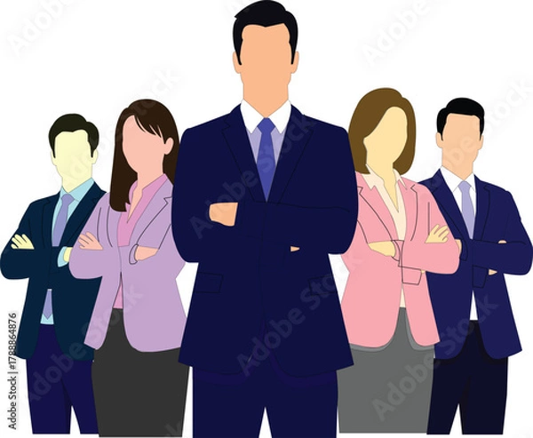 Fototapeta Diverse Business Team Standing Confidently with Arms Crossed on White Background professionals confidence