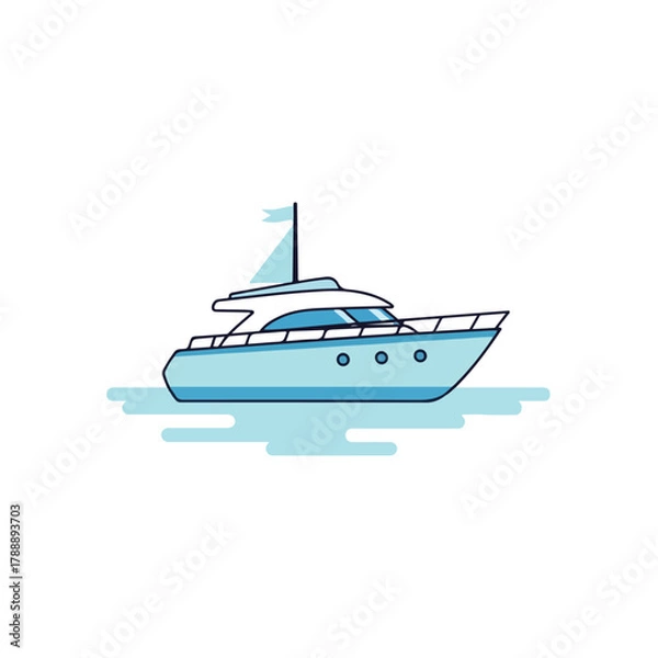 Obraz Modern Yacht Floating on Water, Nautical Transportation Vector