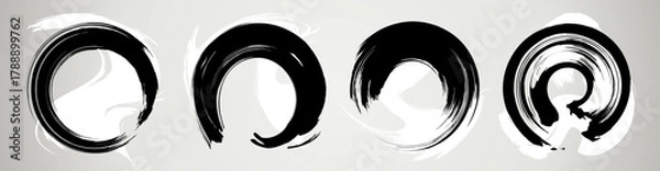 Obraz 筆で書いた円形のベクター素材。