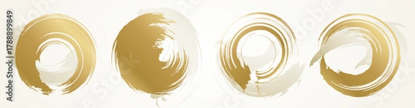 Obraz 金色の筆で書いた円形のベクター素材。