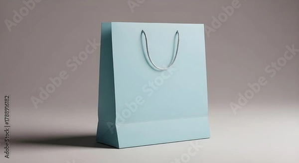 Fototapeta Light blue shopping bag for branding mockups isolated PNG with Transparent Background