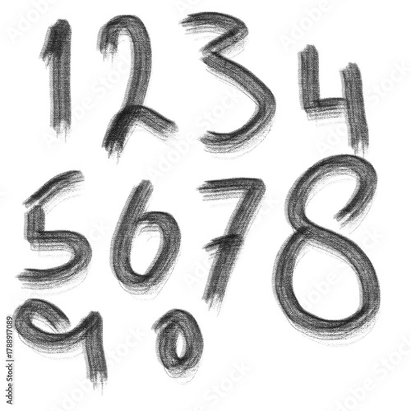 Obraz Hand-painted grunge brush number set 0-9