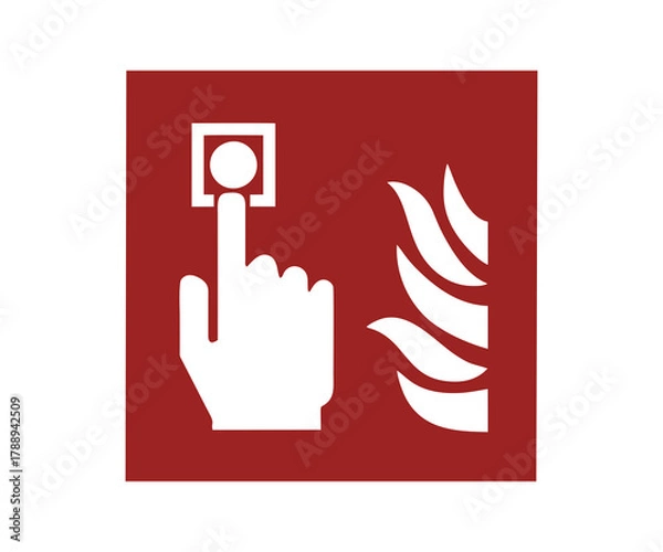 Fototapeta ISO 7010 F005 Fire alarm call point sign illustration on transparent background. 
