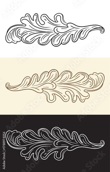 Fototapeta Vintage leaf hand drawing design elements illustration vector