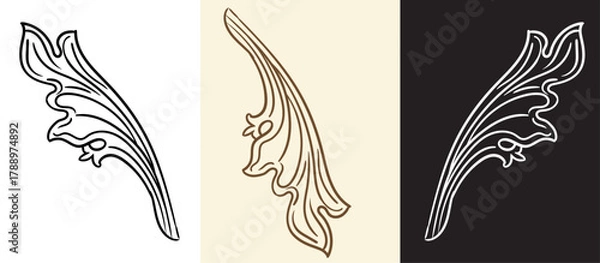 Fototapeta Retro engraving design element leaf vector isolated illustrations