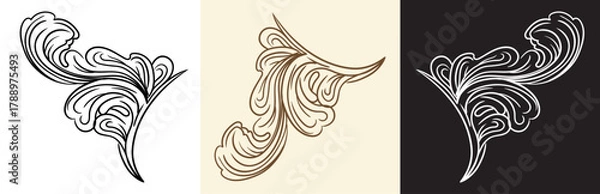 Fototapeta Acanthus leaves twisted retro design element vector illustration