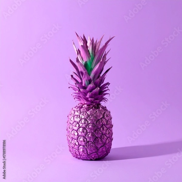 Fototapeta A purple painted pineapple on a purple background