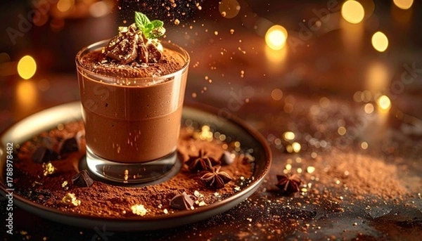 Fototapeta チョコレートムースの冬デザート画像