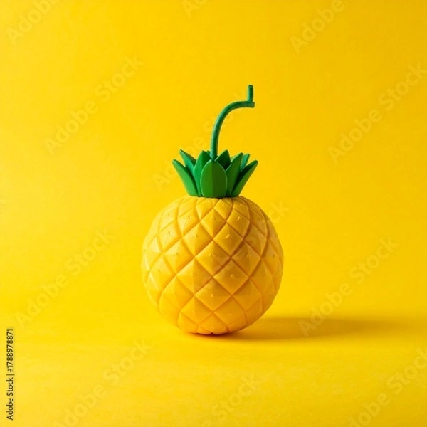 Fototapeta A pineapple shaped object on a yellow background
