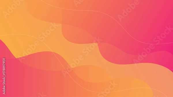 Fototapeta Abstract Background with Motion Wave Fluid Liquid Lines and 3D Effects, Orange Red Gradient Color