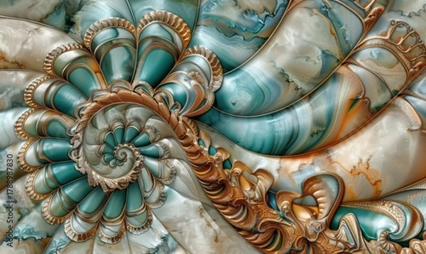 Obraz Intricate ornamental design with marble texture and metallic accents art