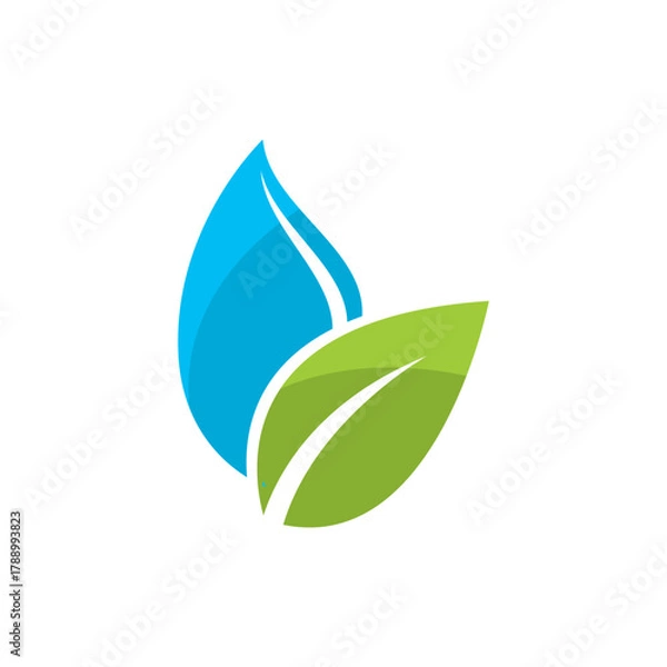 Obraz leaf and water logo vector icon