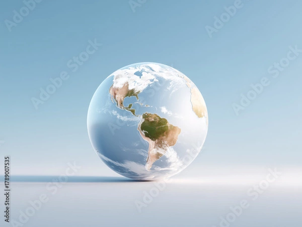 Obraz View of Earth from space highlighting continents and oceans in a clear sky setting during daylight hours