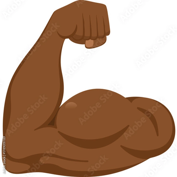 Obraz Flexed Bicep Muscle Dark Skin Tone Symbol Transparent Background Vector Illustration