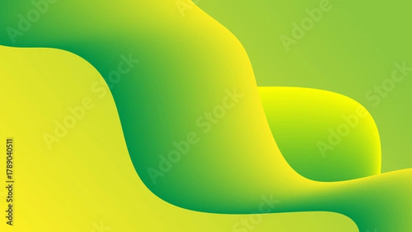 Fototapeta Abstract Background with Motion Wave Fluid Liquid Lines and 3D Effects, Yellow Green Gradient Color