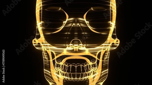 Obraz A holographic skull with a wireframe design. 
Perfect for futuristic, sci-fi, or dark-themed visuals.