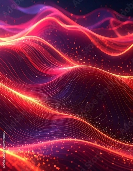 Fototapeta Abstract rendering of glowing, undulating lines